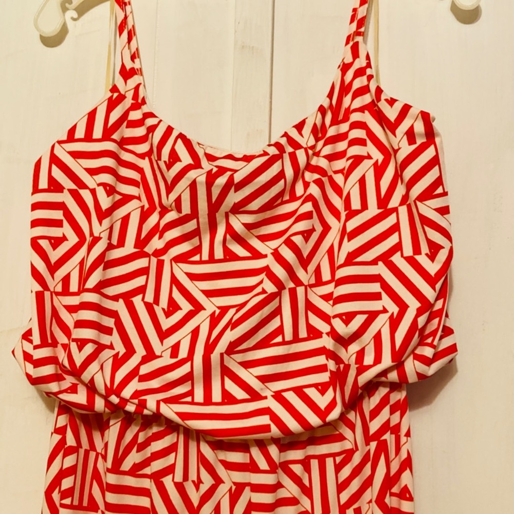Magic sz L Jumpsuit in coral/white print NWT